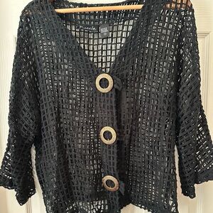 Frazzle Black Women's Sweater with Button Accents